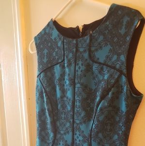 Worthington Women's Sleeveless Black and Teal Stre